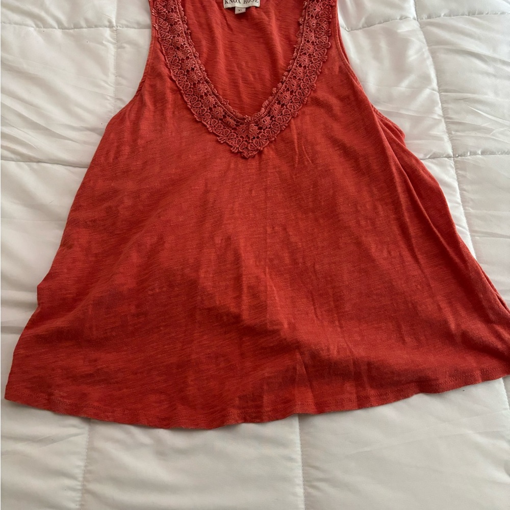 Knox Rose Lace Trim Tank Top - Burnt Orange